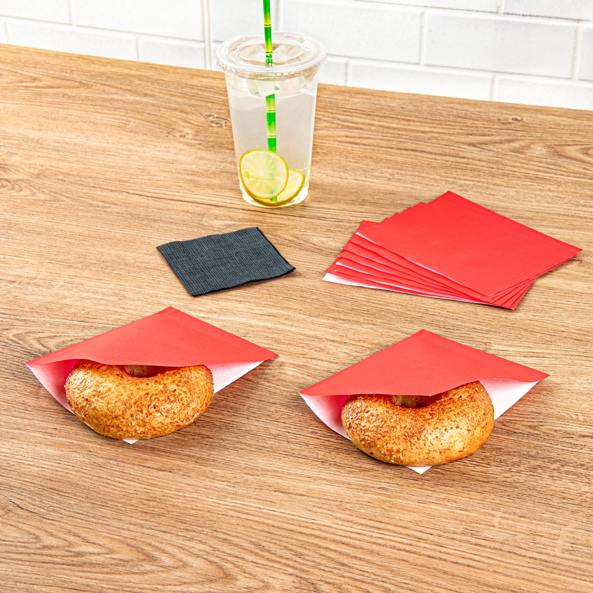Bag Tek Red Paper Small Double Open Bag - Greaseproof - 6 1/4" x 4 3/4" - 100 count box