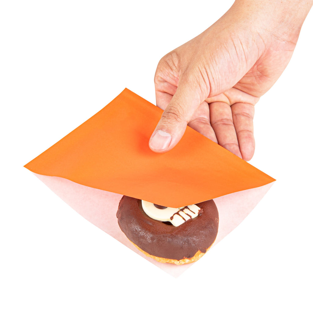 Bag Tek Tangerine Orange Paper Small Double Open Bag - Greaseproof - 6 1/4" x 4 3/4" - 100 count box
