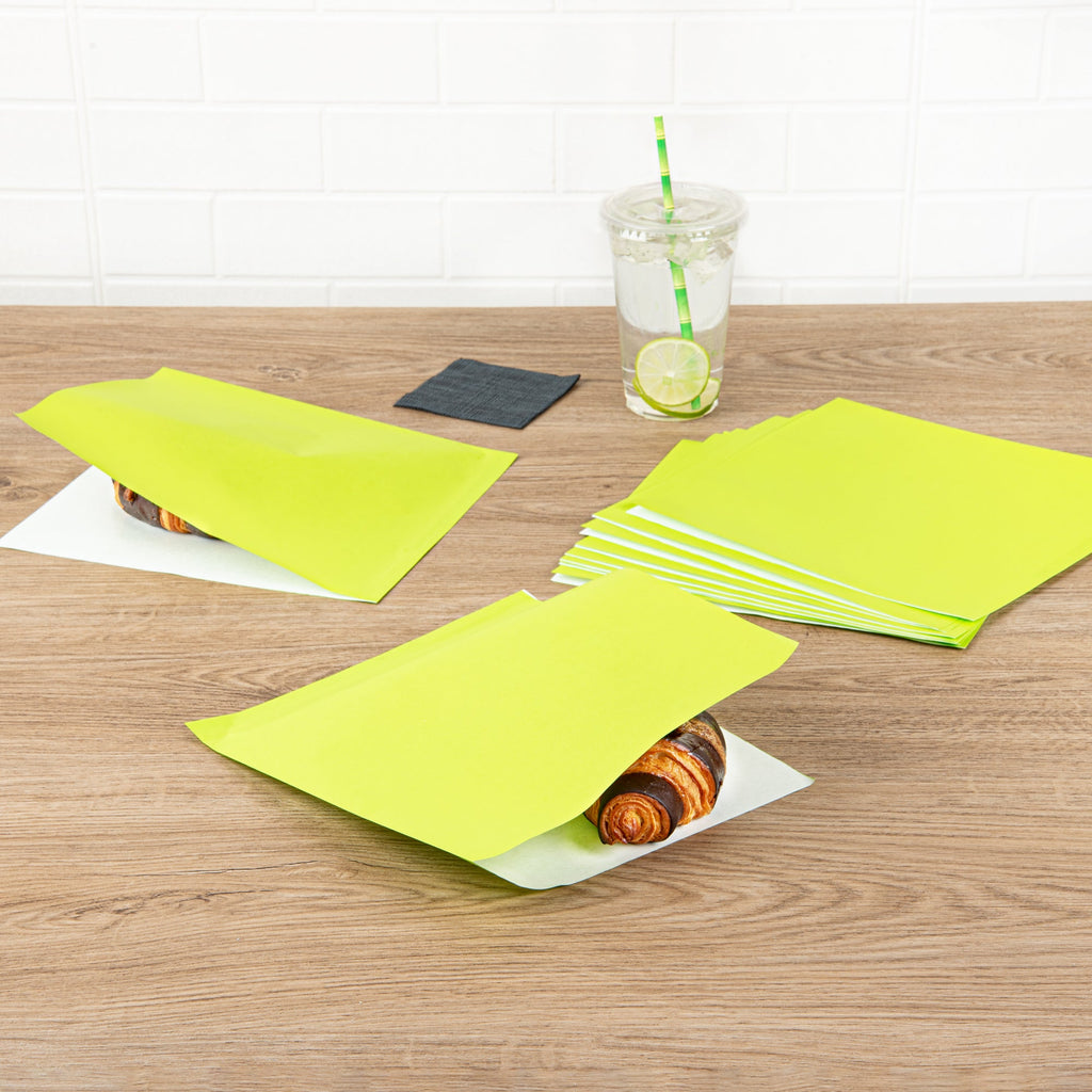 Bag Tek Eco Green Paper Large Double Open Bag - Greaseproof - 10" x 9" - 100 count box