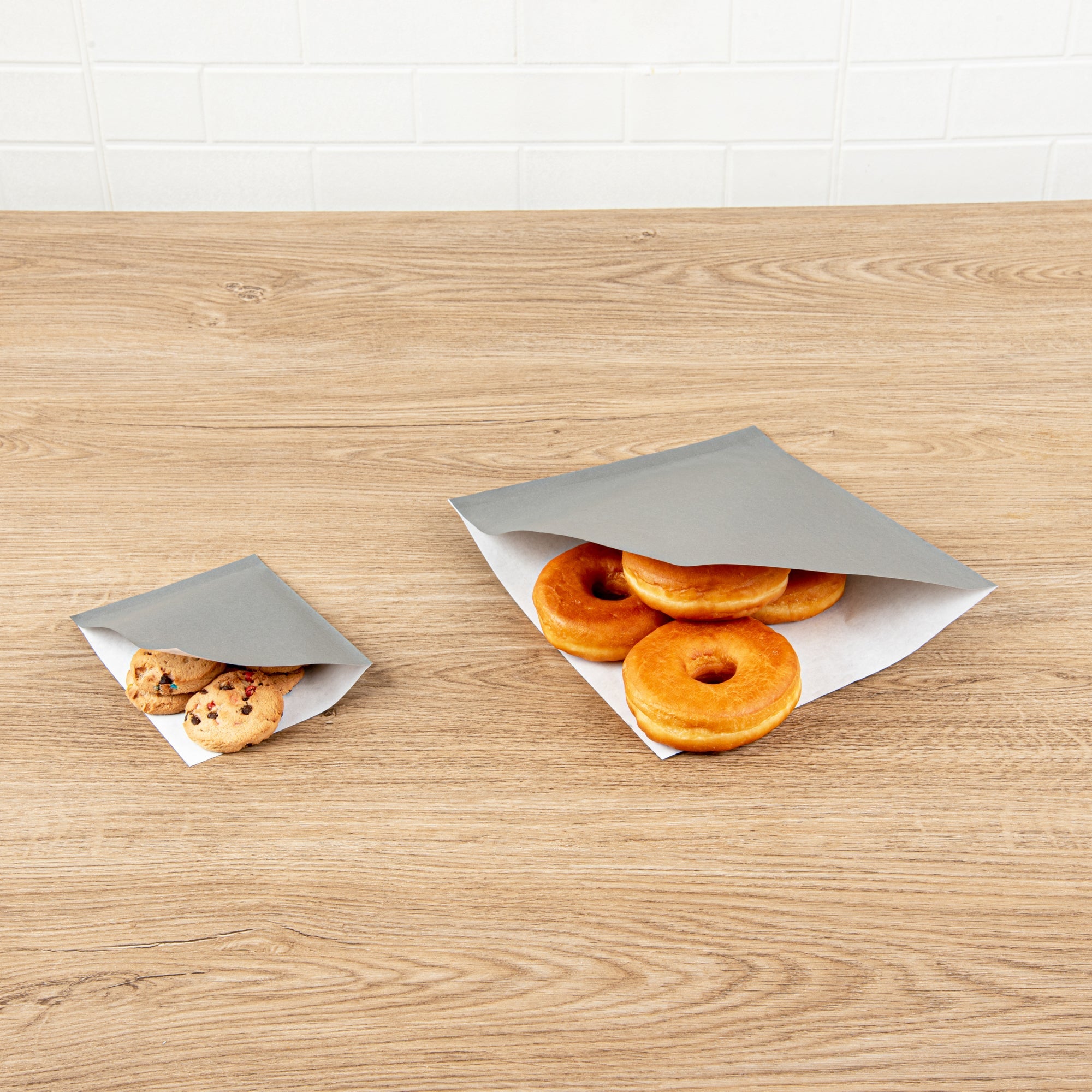 Bag Tek Gray Paper Large Double Open Bag - Greaseproof - 10" x 9" - 100 count box