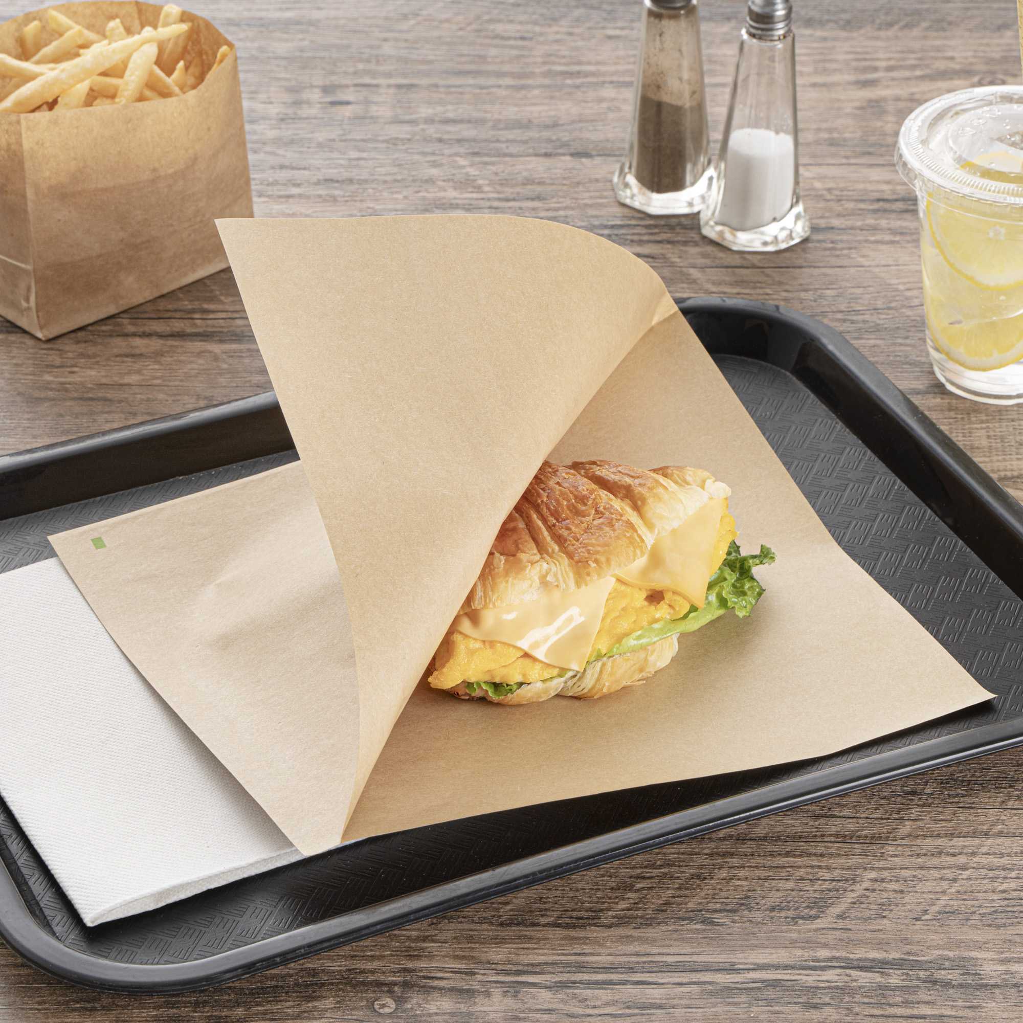 Bag Tek Kraft Paper Large Double Open Bag - Greaseproof - 10" x 9" - 100 count box
