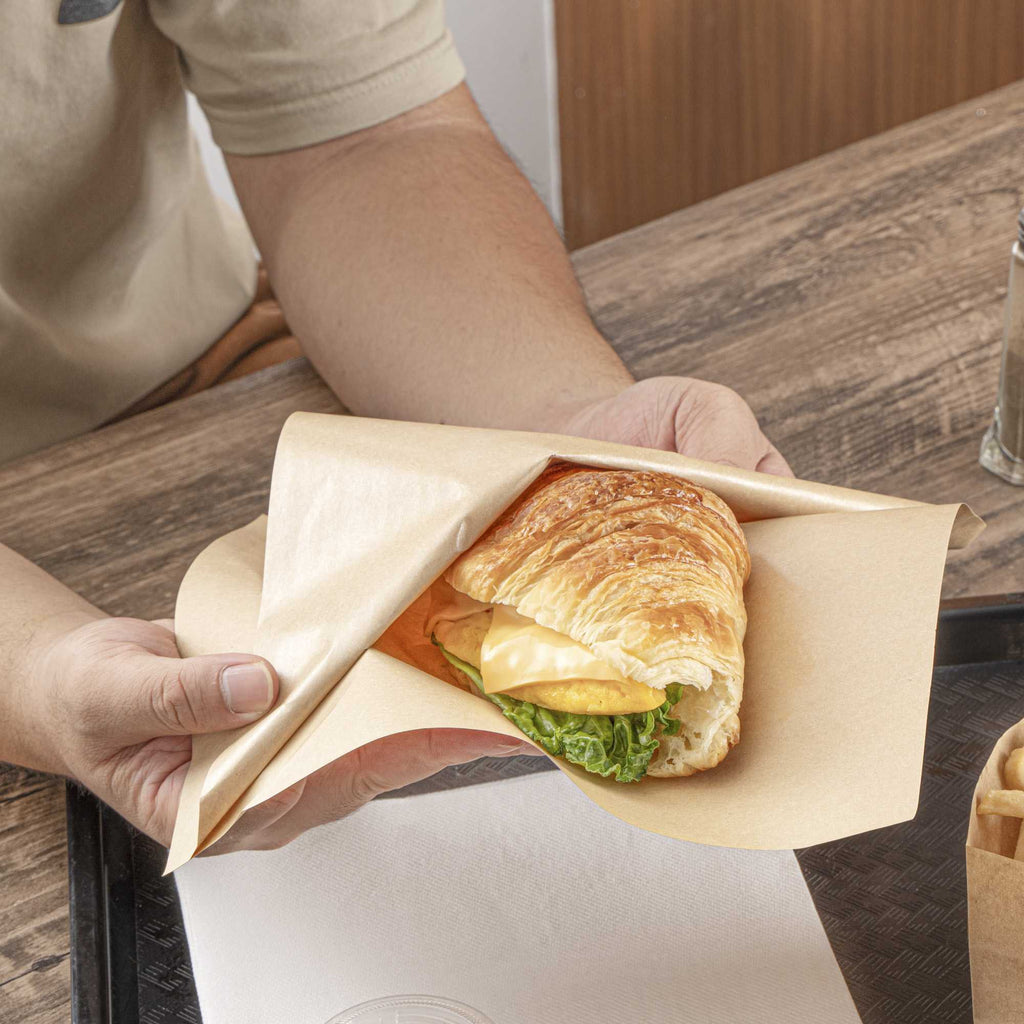Bag Tek Kraft Paper Large Double Open Bag - Greaseproof - 10" x 9" - 100 count box