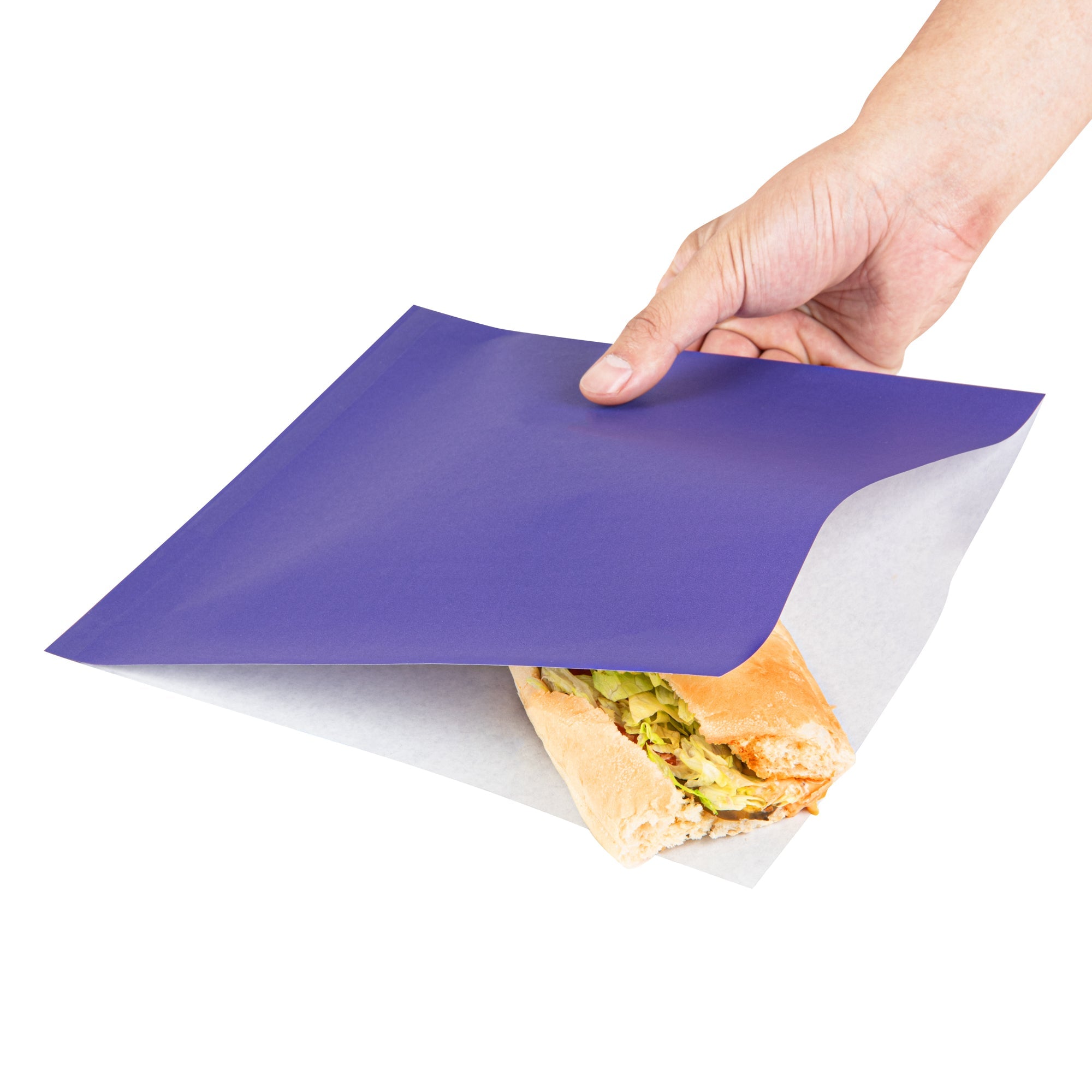 Bag Tek Purple Paper Large Double Open Bag - Greaseproof - 10" x 9" - 100 count box