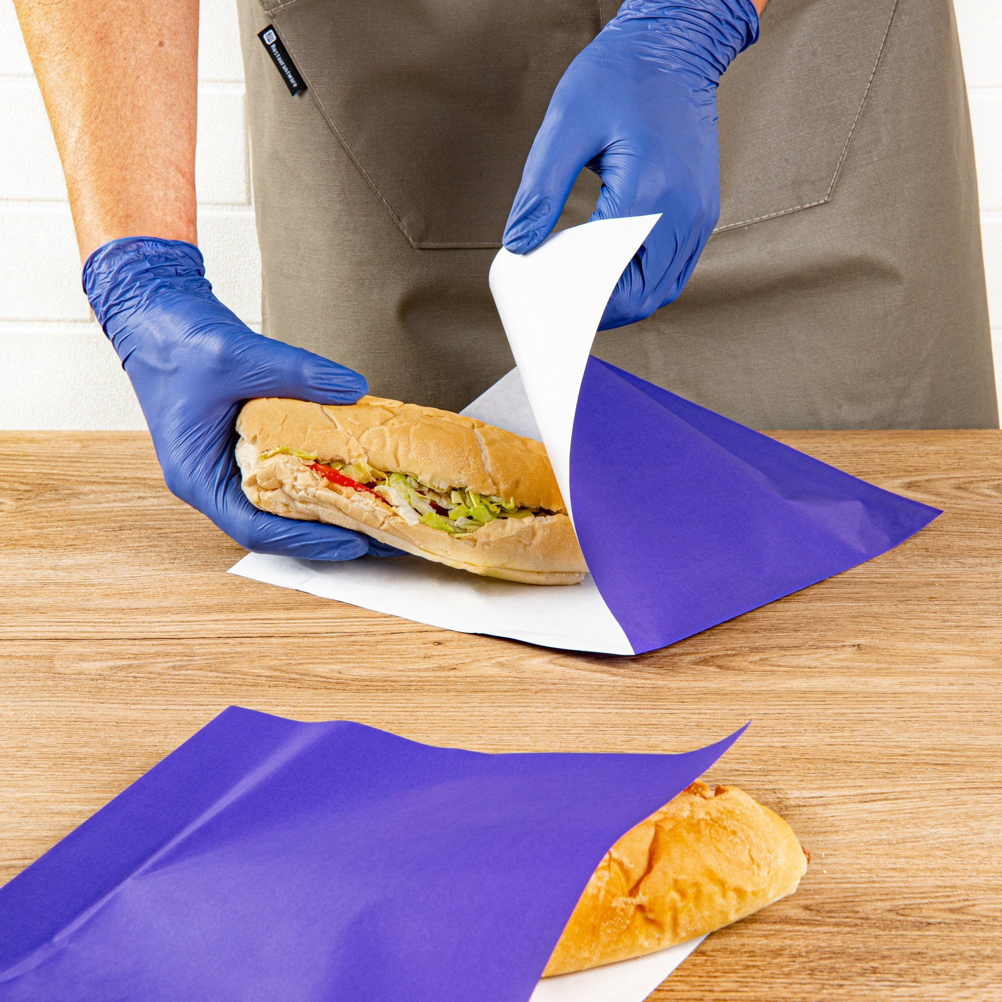 Bag Tek Purple Paper Large Double Open Bag - Greaseproof - 10" x 9" - 100 count box