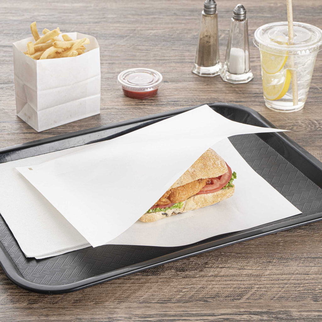 Bag Tek White Paper Large Double Open Bag - Greaseproof - 10" x 9" - 100 count box