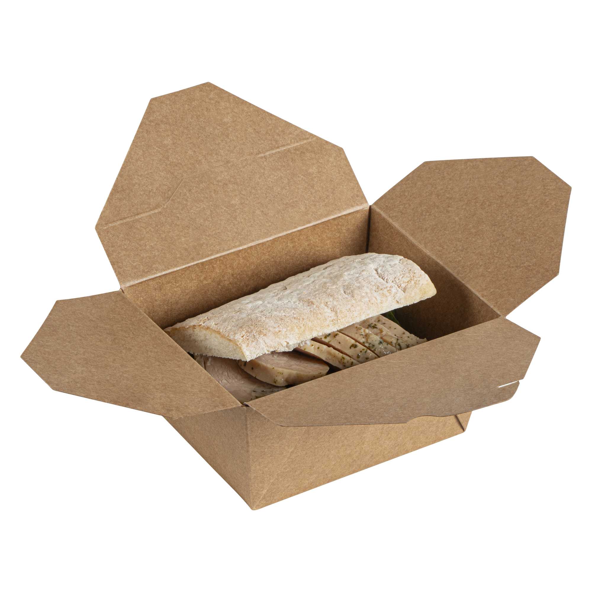 Bio Tek 30 oz Rectangle Kraft Paper Microwavable #1 Bio Box Take Out Container - 5" x 4" x 2 1/2" - 200 count box