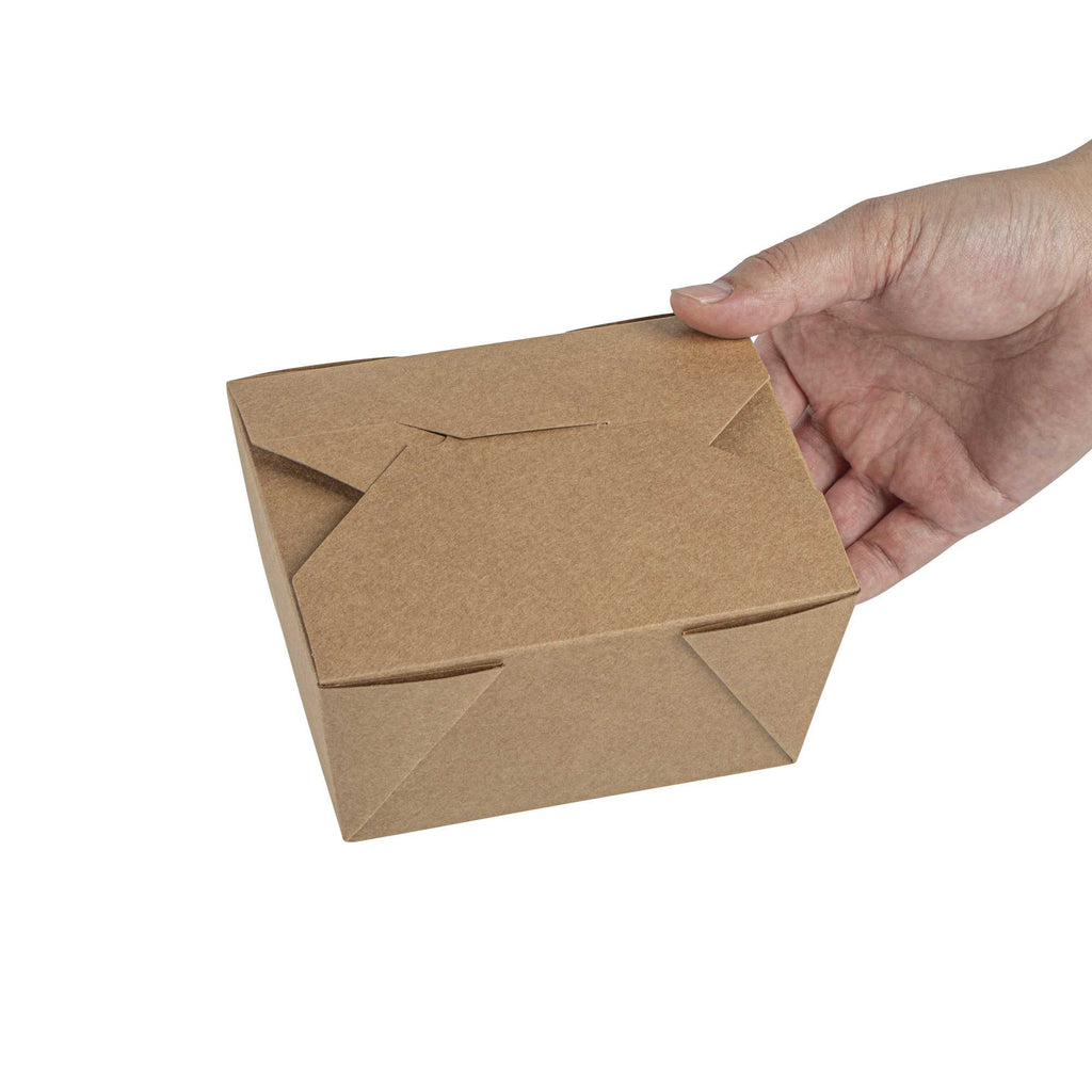 Bio Tek 30 oz Rectangle Kraft Paper Microwavable #1 Bio Box Take Out Container - 5" x 4" x 2 1/2" - 50 count box