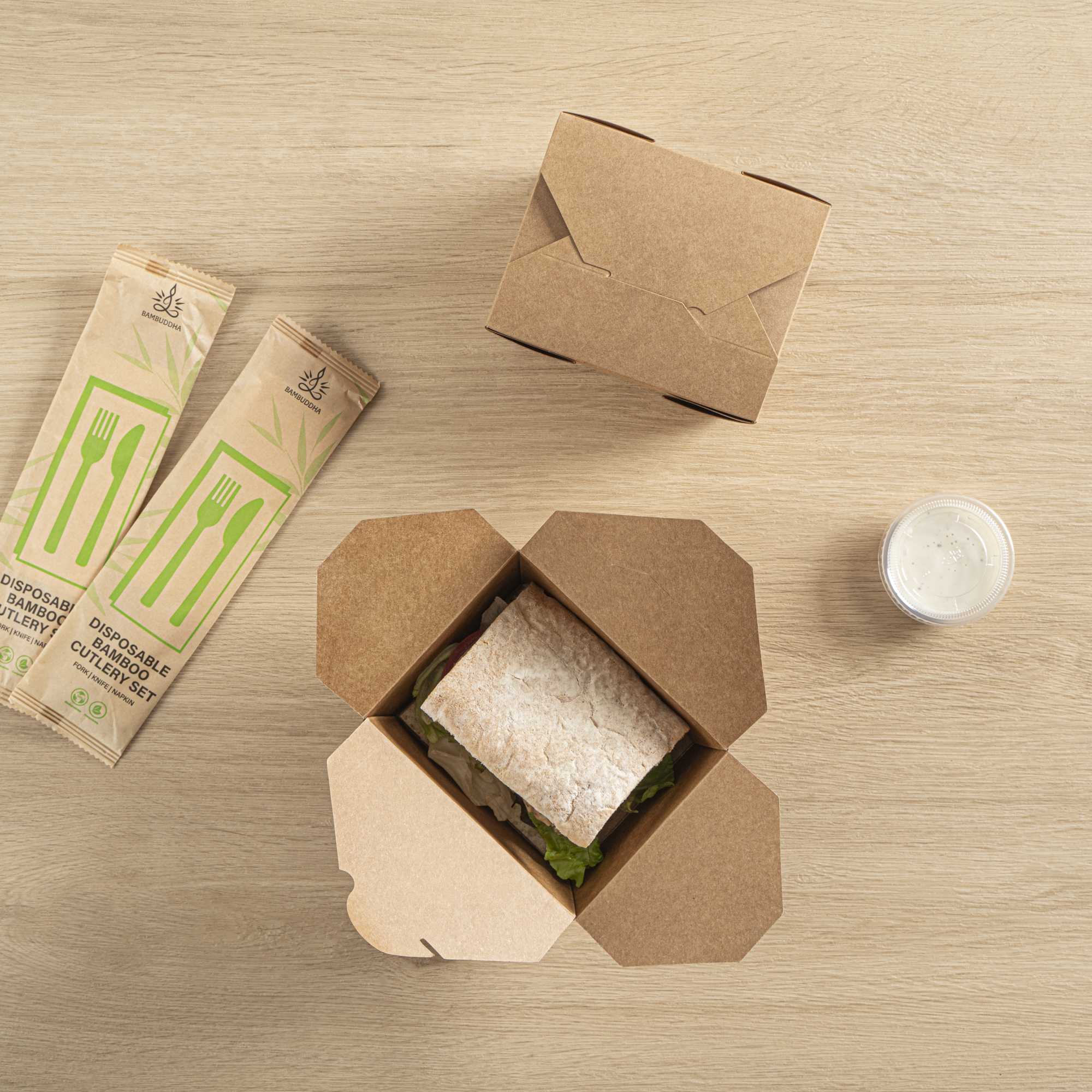 Bio Tek 30 oz Rectangle Kraft Paper Microwavable #1 Bio Box Take Out Container - 5" x 4" x 2 1/2" - 50 count box
