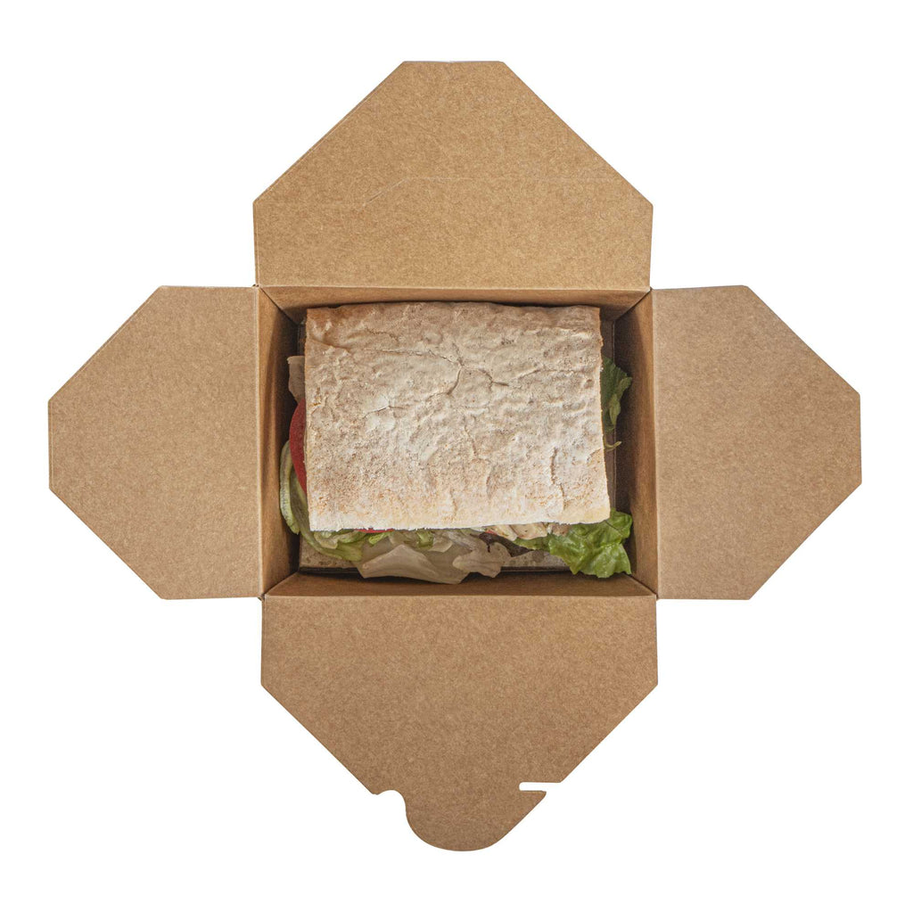 Bio Tek 30 oz Rectangle Kraft Paper Microwavable #1 Bio Box Take Out Container - 5" x 4" x 2 1/2" - 200 count box