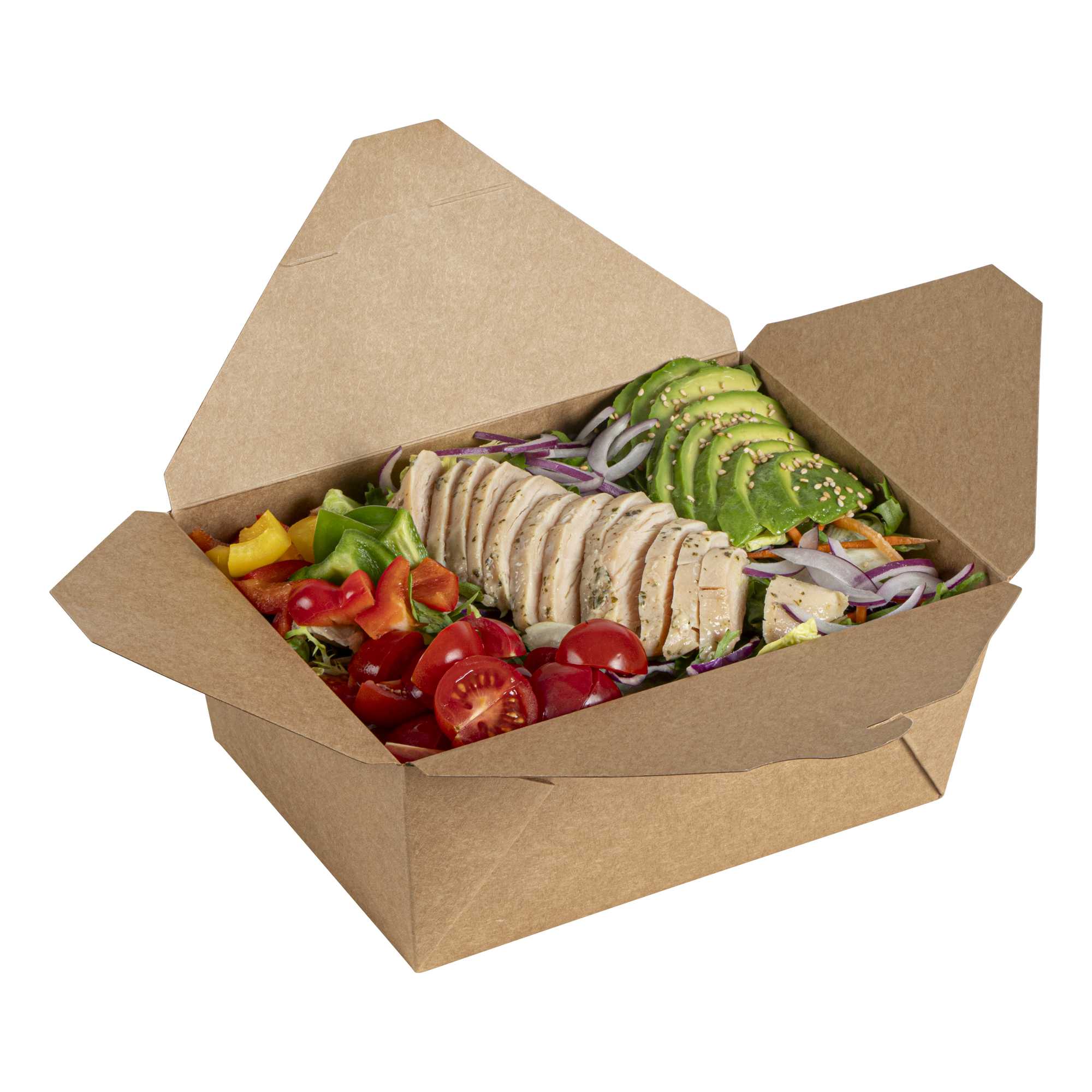 Bio Tek 98 oz Rectangle Kraft Paper Microwavable #4 Bio Box Take Out Container - 8 1/2" x 6 1/4" x 3 1/2" - 50 count box