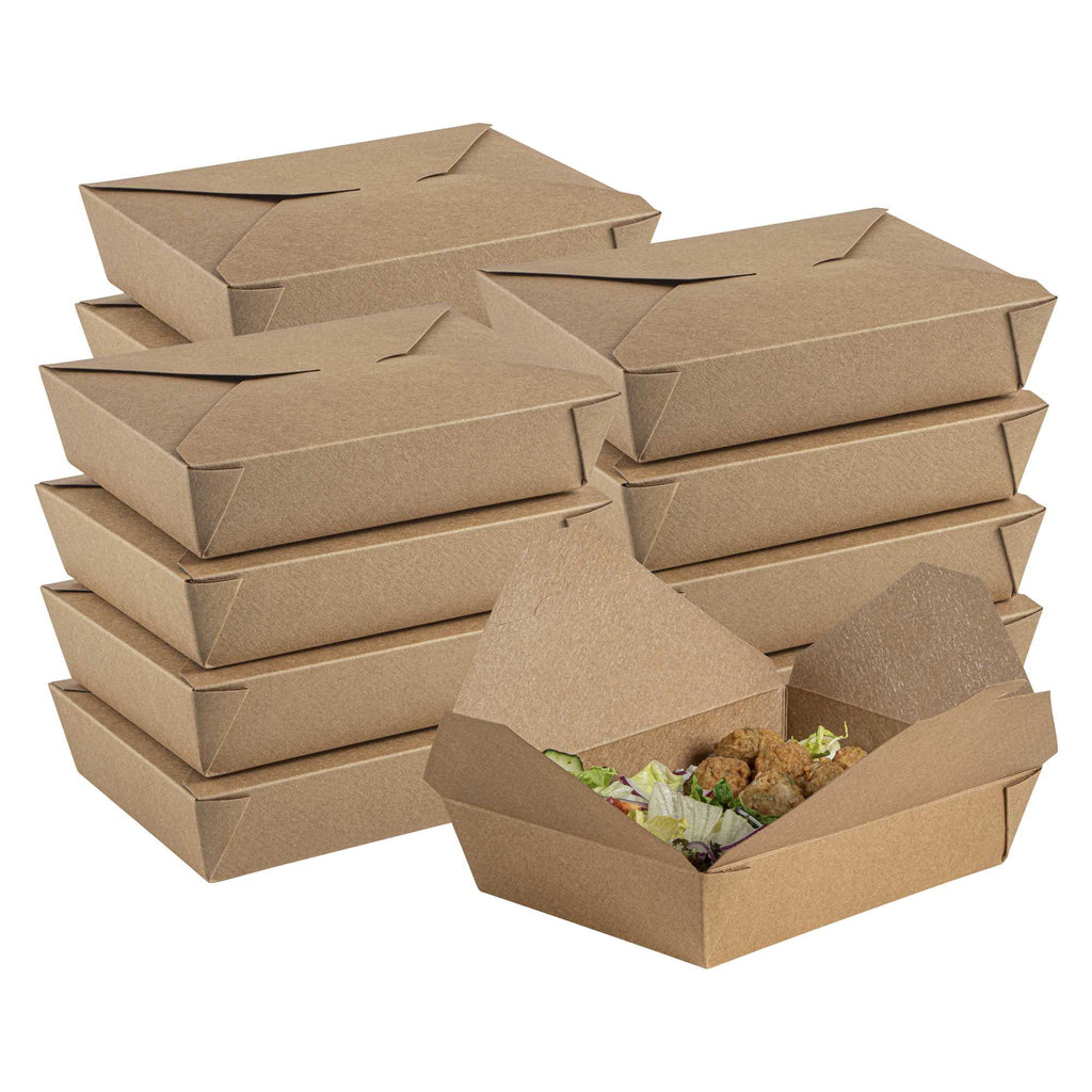Bio Tek 49 oz Rectangle Kraft Paper Microwavable #2 Bio Box Take Out Container - 8 1/2" x 6 1/4" x 2" - 200 count box