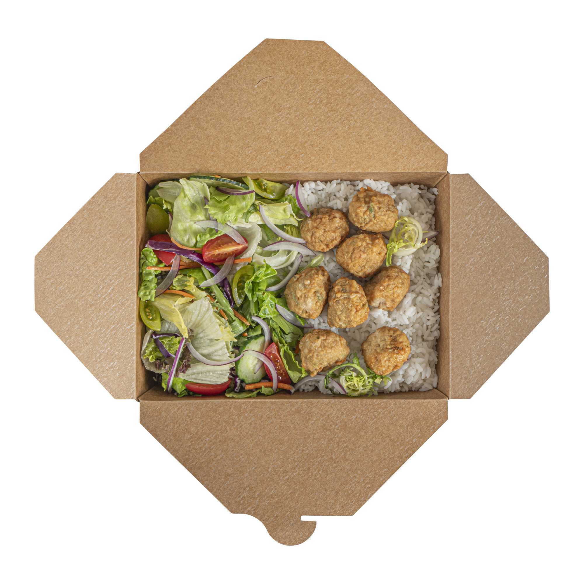 Bio Tek 49 oz Rectangle Kraft Paper Microwavable #2 Bio Box Take Out Container - 8 1/2" x 6 1/4" x 2" - 50 count box