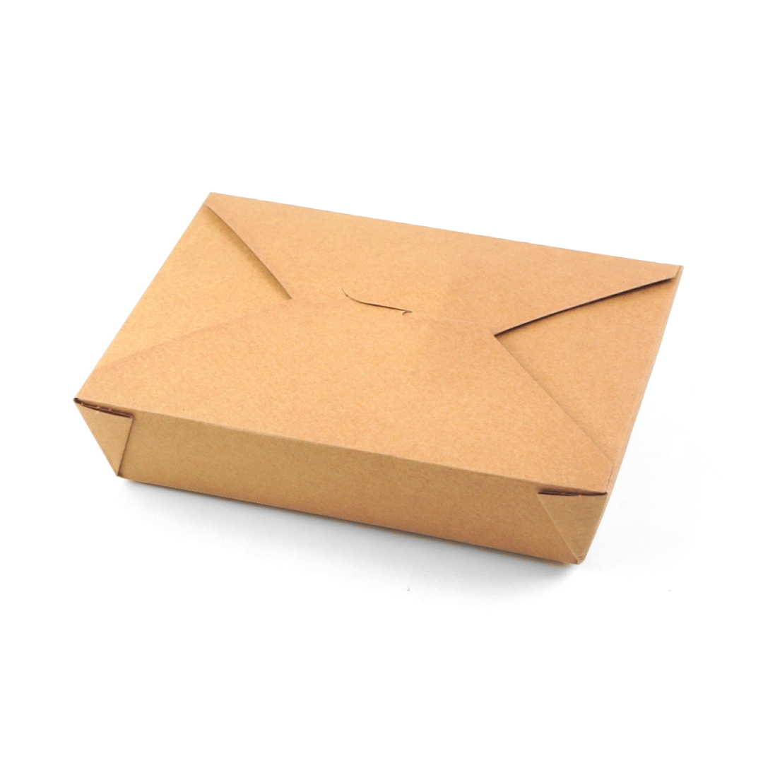 Bio Tek 49 oz Rectangle Kraft Paper Microwavable #2 Bio Box Take Out Container - 8 1/2" x 6 1/4" x 2" - 50 count box