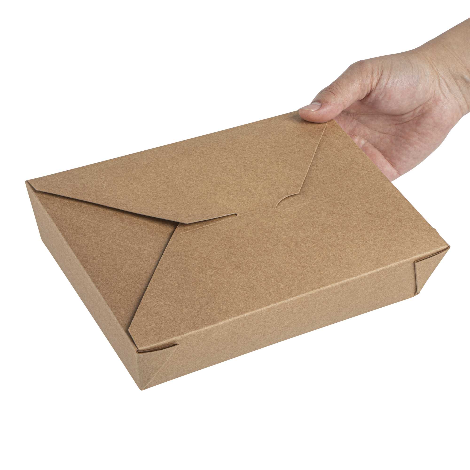Bio Tek 49 oz Rectangle Kraft Paper Microwavable #2 Bio Box Take Out Container - 8 1/2" x 6 1/4" x 2" - 200 count box