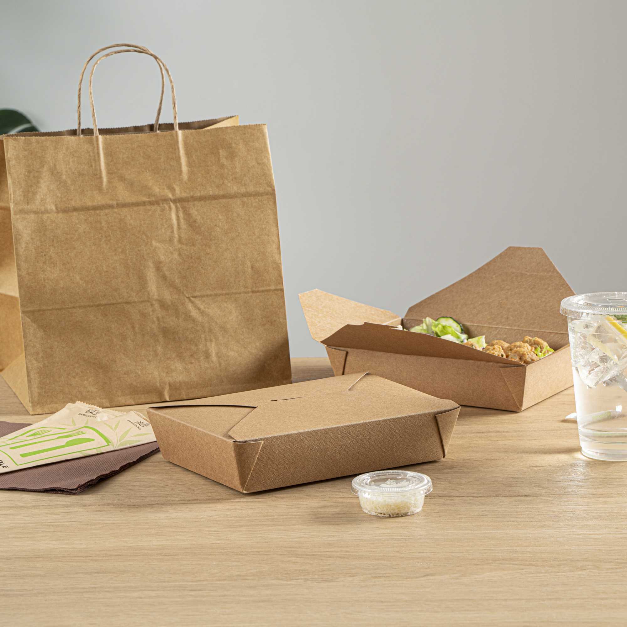 Bio Tek 49 oz Rectangle Kraft Paper Microwavable #2 Bio Box Take Out Container - 8 1/2" x 6 1/4" x 2" - 200 count box