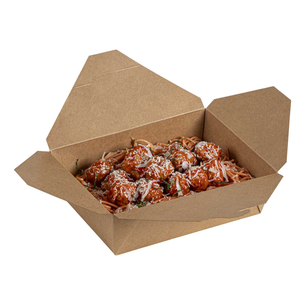 Bio Tek 71 oz Rectangle Kraft Paper Microwavable #3 Bio Box Take Out Container - 8 1/2" x 6 1/4" x 2 1/2" - 200 count box