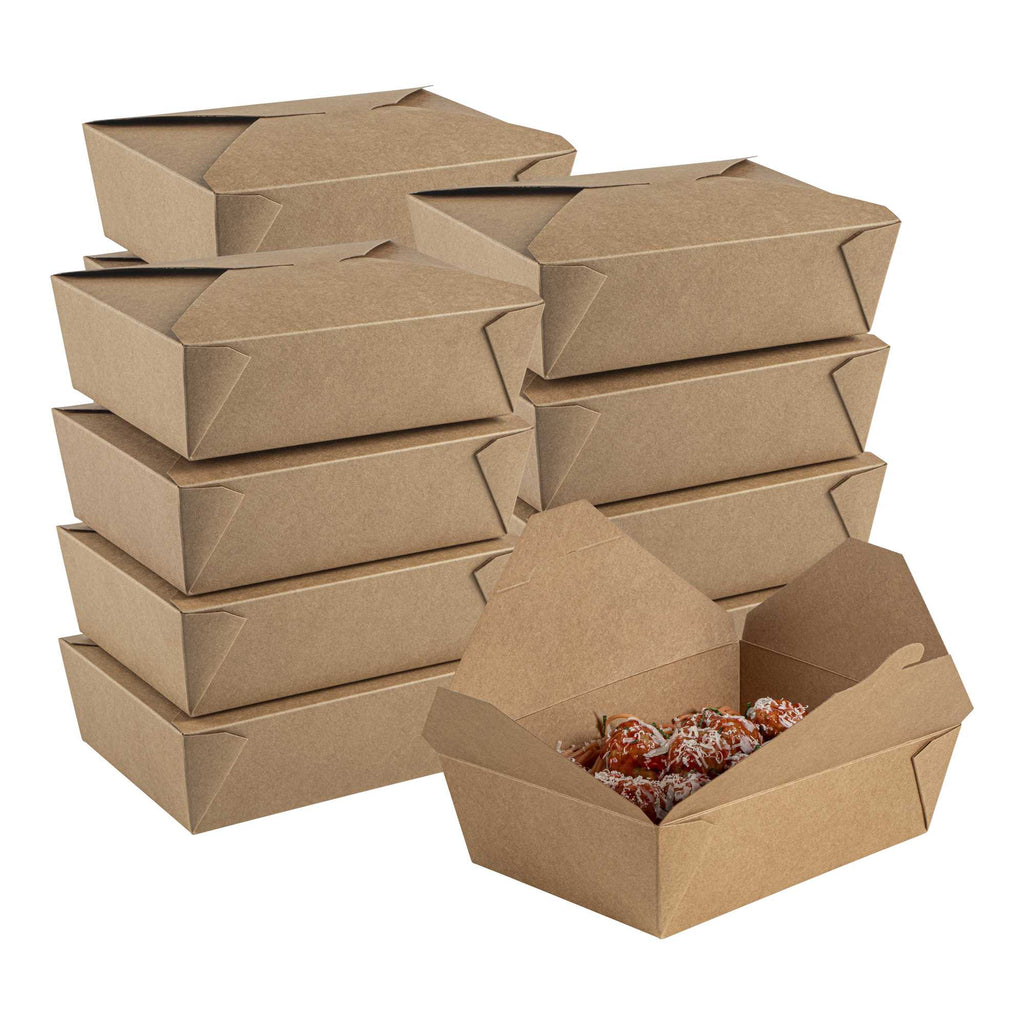 Bio Tek 71 oz Rectangle Kraft Paper Microwavable #3 Bio Box Take Out Container - 8 1/2" x 6 1/4" x 2 1/2" - 50 count box