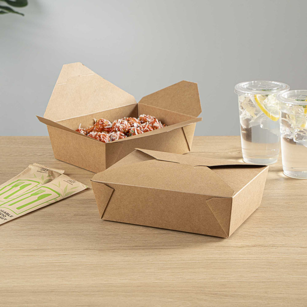 Bio Tek 71 oz Rectangle Kraft Paper Microwavable #3 Bio Box Take Out Container - 8 1/2" x 6 1/4" x 2 1/2" - 200 count box