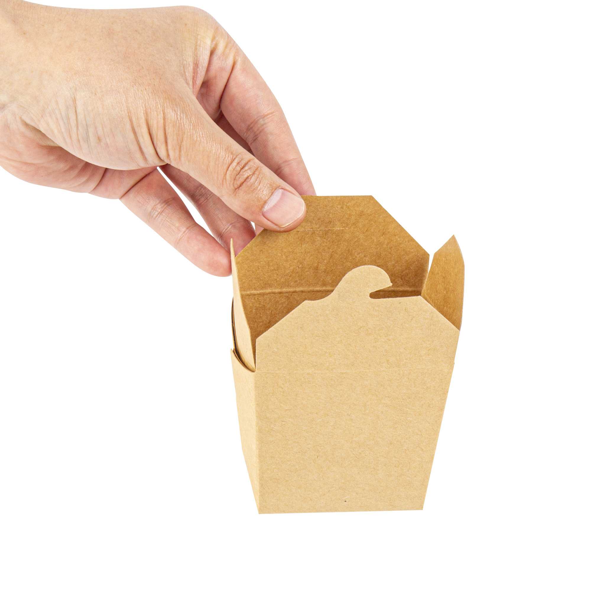 Bio Tek 8 oz Square Kraft Paper Microwavable Noodle Take Out Container - 2 3/4" x 2 1/4" x 2 1/2" - 25 count box