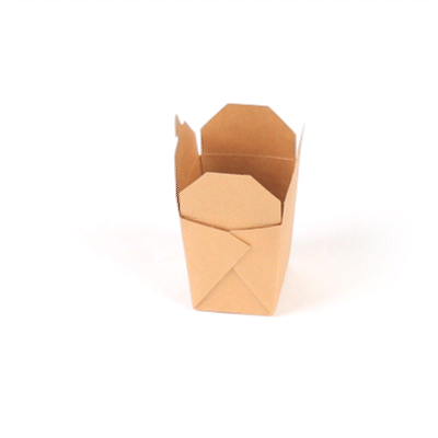 Bio Tek 8 oz Square Kraft Paper Microwavable Noodle Take Out Container - 2 3/4" x 2 1/4" x 2 1/2" - 25 count box