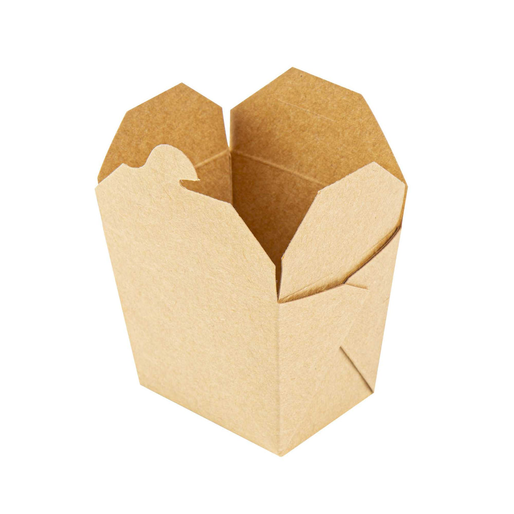Bio Tek 8 oz Square Kraft Paper Microwavable Noodle Take Out Container - 2 3/4" x 2 1/4" x 2 1/2" - 25 count box