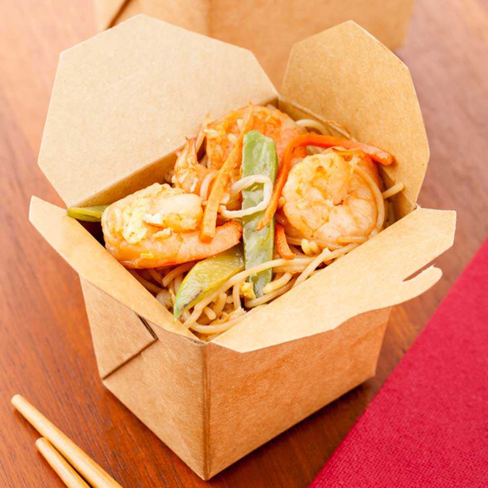 Bio Tek 8 oz Square Kraft Paper Microwavable Noodle Take Out Container - 2 3/4" x 2 1/4" x 2 1/2" - 200 count box