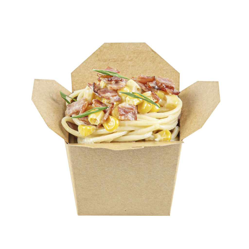 Bio Tek 8 oz Square Kraft Paper Microwavable Noodle Take Out Container - 2 3/4" x 2 1/4" x 2 1/2" - 200 count box