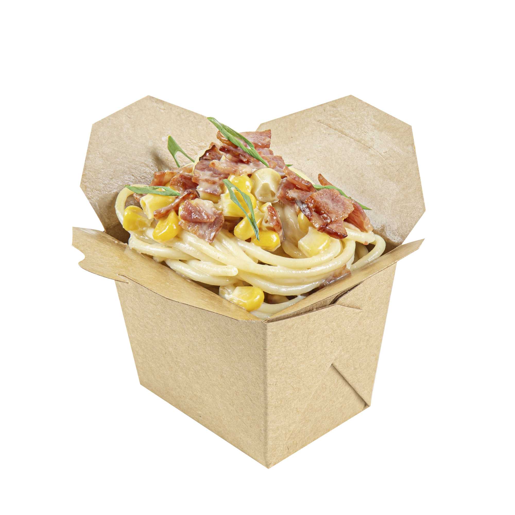 Bio Tek 8 oz Square Kraft Paper Microwavable Noodle Take Out Container - 2 3/4" x 2 1/4" x 2 1/2" - 200 count box