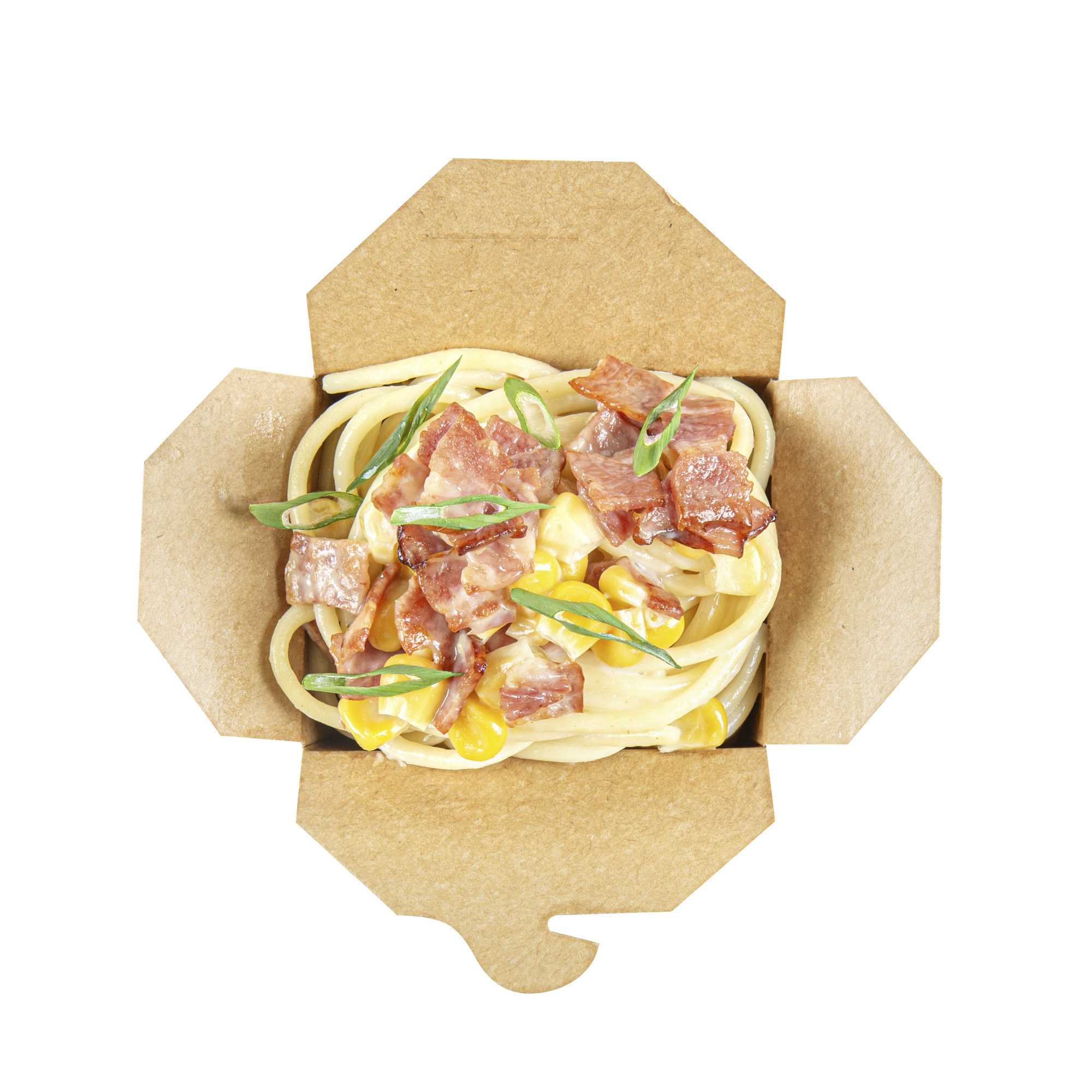 Bio Tek 8 oz Square Kraft Paper Microwavable Noodle Take Out Container - 2 3/4" x 2 1/4" x 2 1/2" - 200 count box