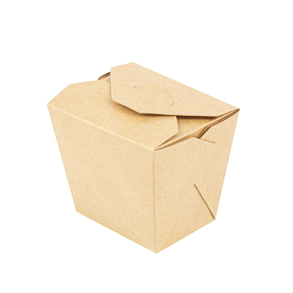 Bio Tek 16 oz Square Kraft Paper Microwavable Noodle Take Out Container - 3 1/2" x 3" x 3 1/4" - 200 count box