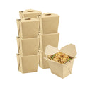 Bio Tek 16 oz Square Kraft Paper Microwavable Noodle Take Out Container - 3 1/2" x 3" x 3 1/4" - 200 count box