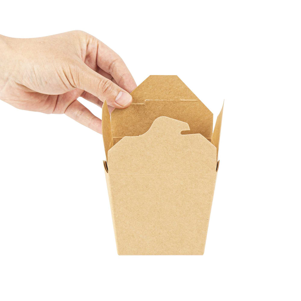 Bio Tek 16 oz Square Kraft Paper Microwavable Noodle Take Out Container - 3 1/2" x 3" x 3 1/4" - 200 count box
