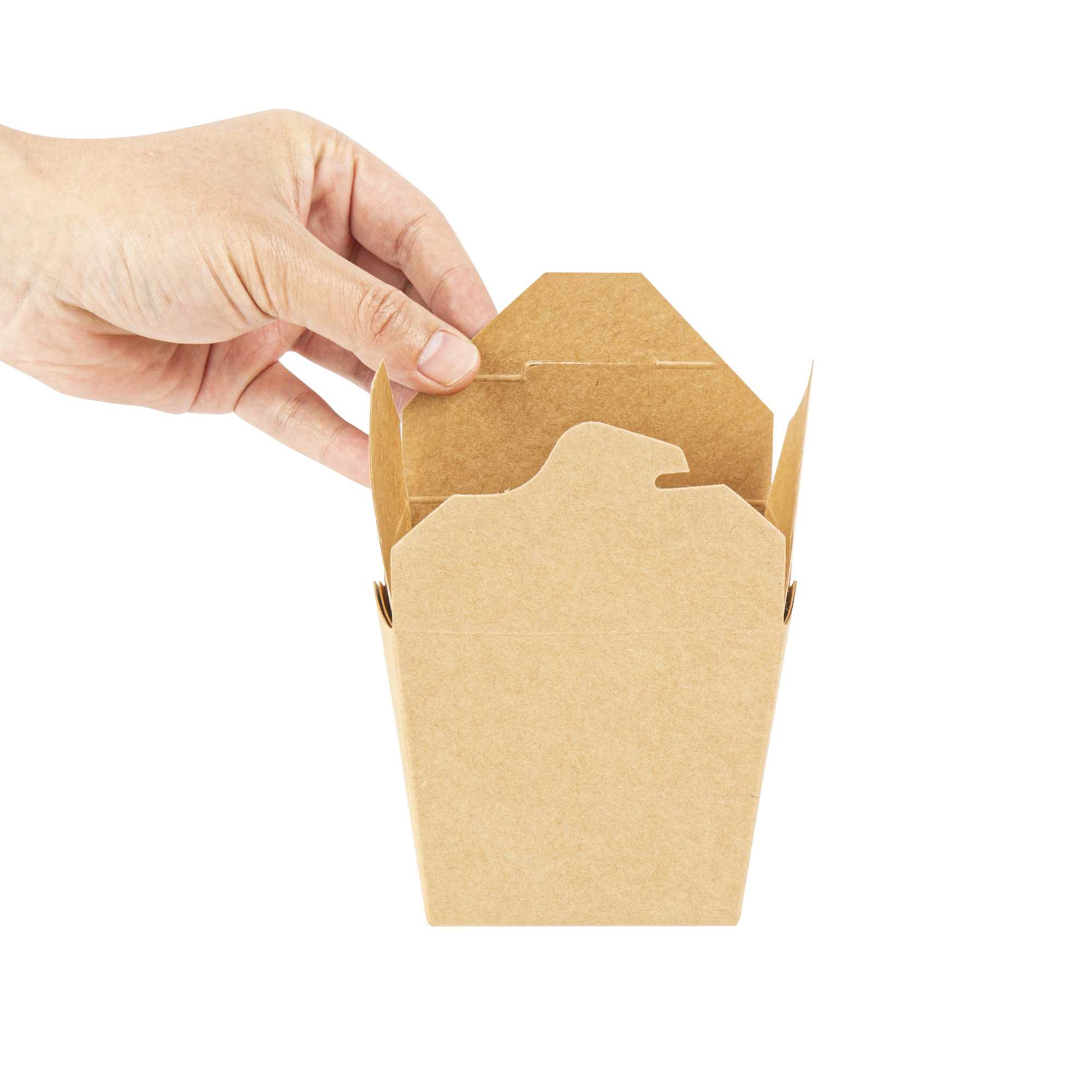Bio Tek 16 oz Square Kraft Paper Microwavable Noodle Take Out Container - 3 1/2" x 3" x 3 1/4" - 200 count box