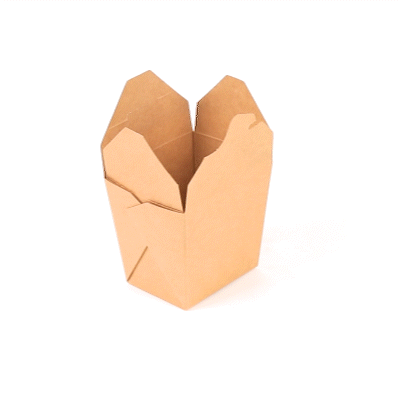 Bio Tek 16 oz Square Kraft Paper Microwavable Noodle Take Out Container - 3 1/2" x 3" x 3 1/4" - 200 count box