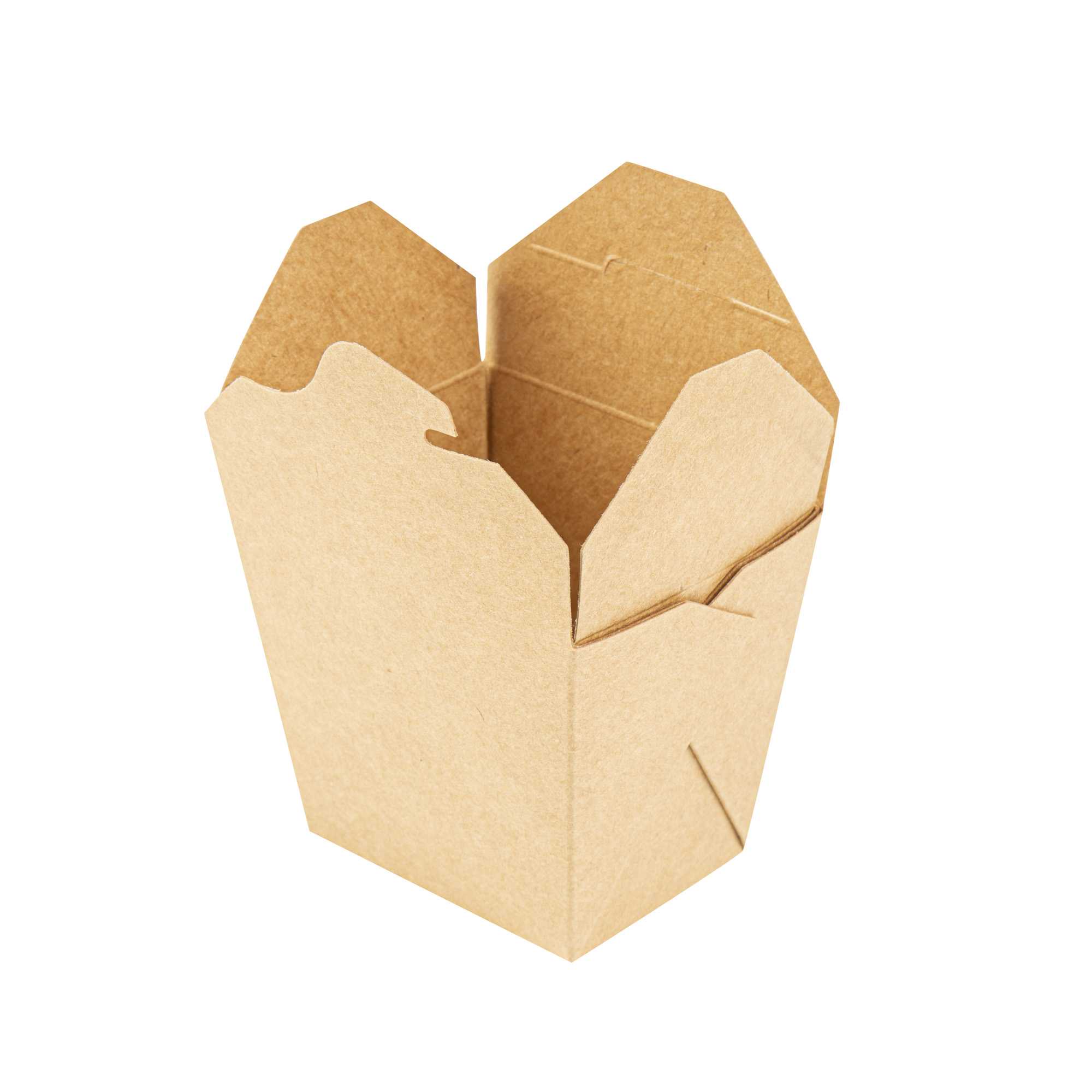 Bio Tek 16 oz Square Kraft Paper Microwavable Noodle Take Out Container - 3 1/2" x 3" x 3 1/4" - 200 count box