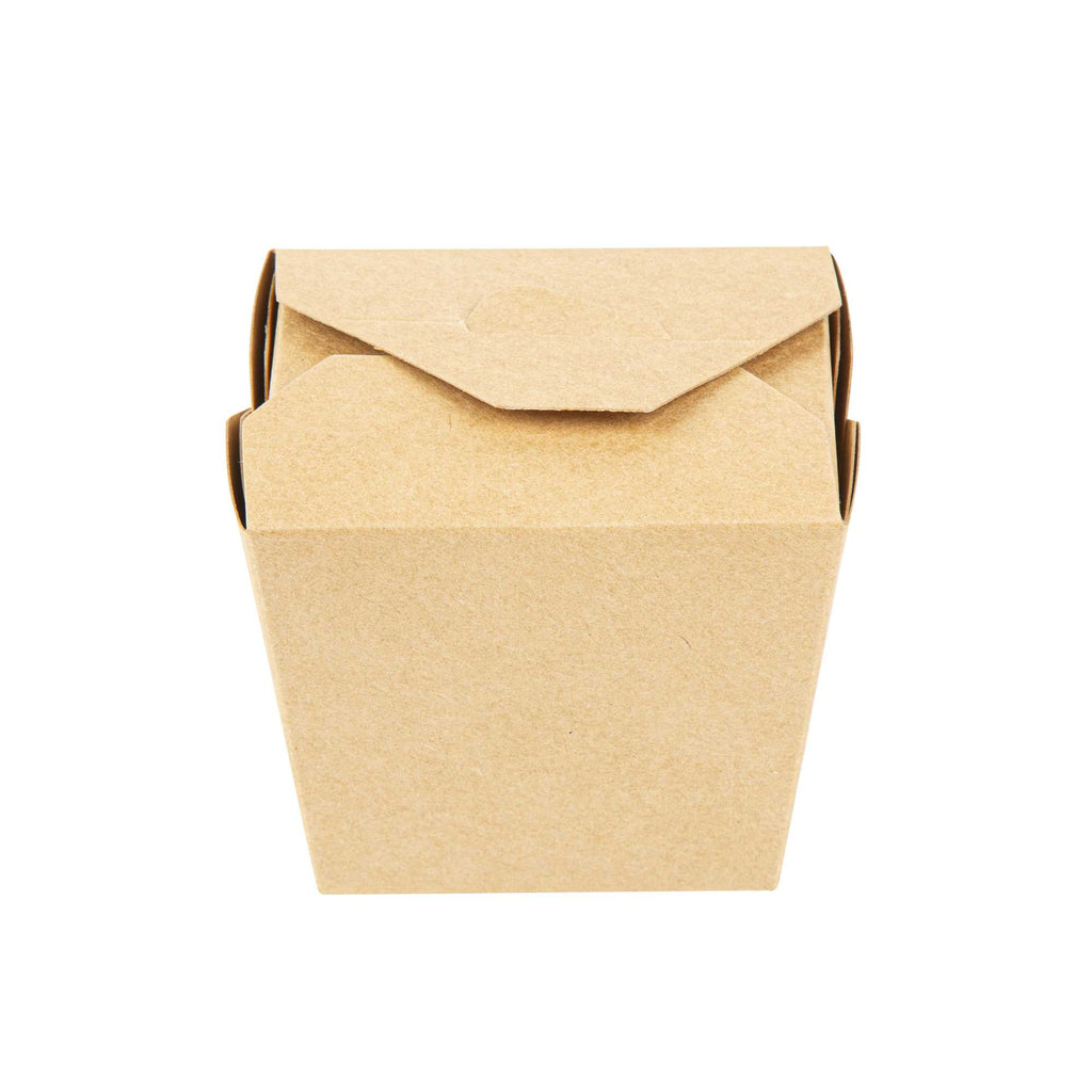 Bio Tek 16 oz Square Kraft Paper Microwavable Noodle Take Out Container - 3 1/2" x 3" x 3 1/4" - 200 count box