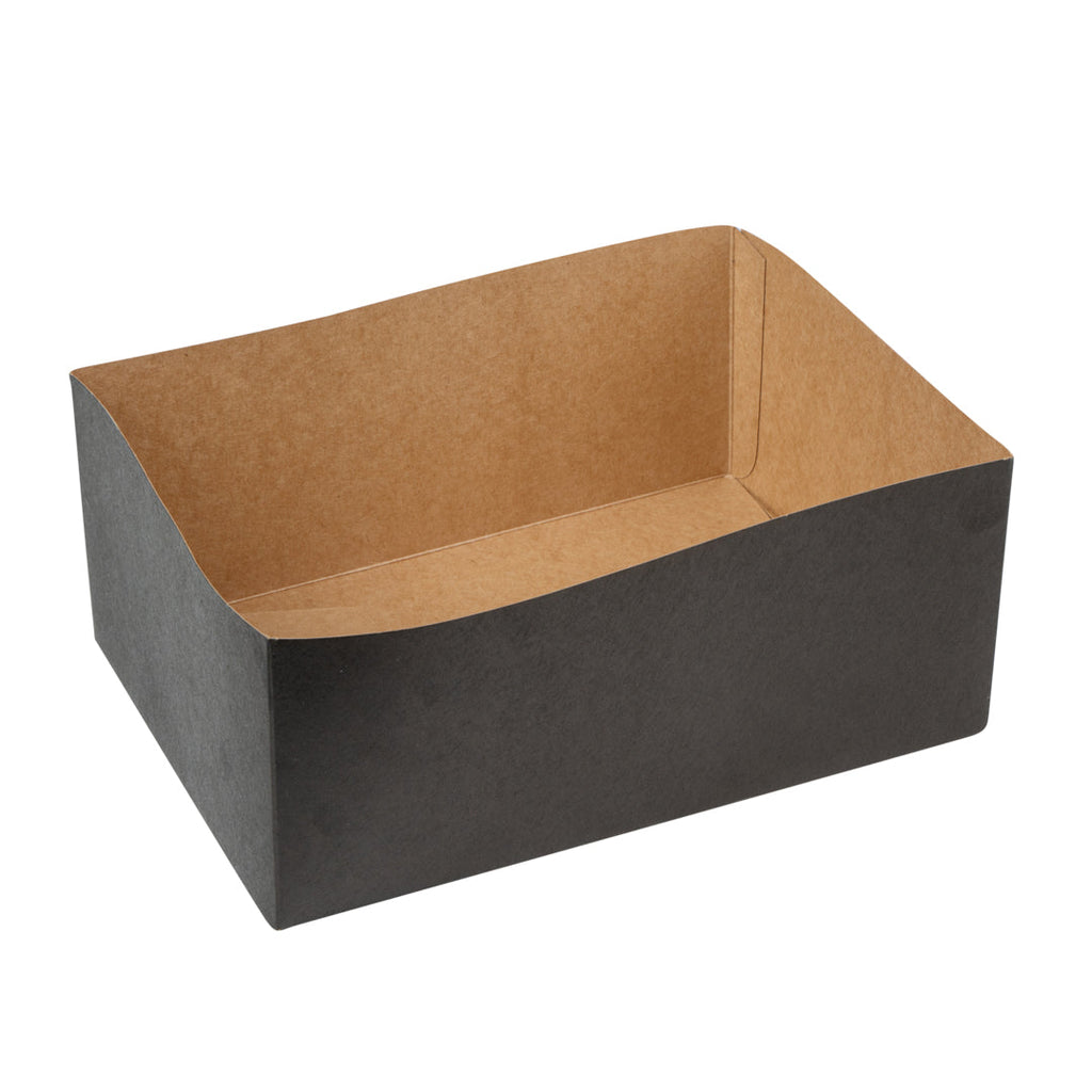 Bio Tek Rectangle Black Paper Sandwich / Burger Open Tray - 8 1/2" x 6" x 3 1/2" - 100 count box
