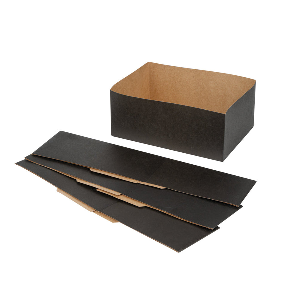 Bio Tek Rectangle Black Paper Sandwich / Burger Open Tray - 8 1/2" x 6" x 3 1/2" - 100 count box