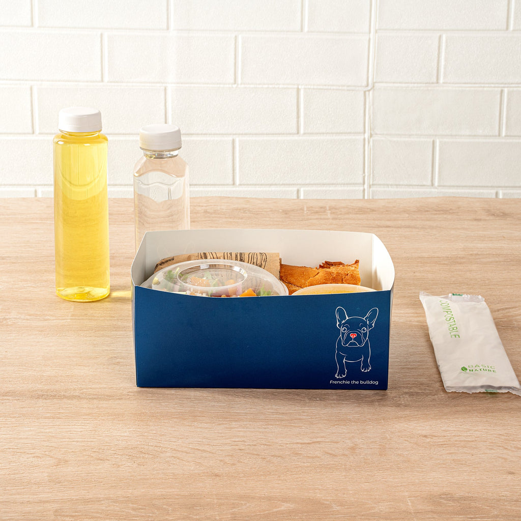 Bio Tek Rectangle Frenchie Paper Sandwich / Burger Open Tray - 8 1/2" x 6" x 3 1/2" - 100 count box