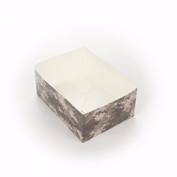 Bio Tek Rectangle Camouflage Paper Sandwich / Burger Open Tray - 8 1/2" x 6" x 3 1/2" - 100 count box