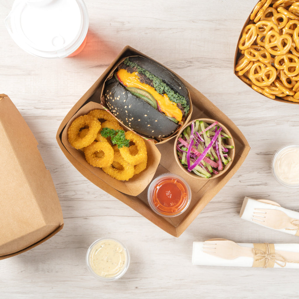 Bio Tek Rectangle Kraft Paper Sandwich / Burger Open Tray - 8 1/2" x 6" x 3 1/2" - 100 count box