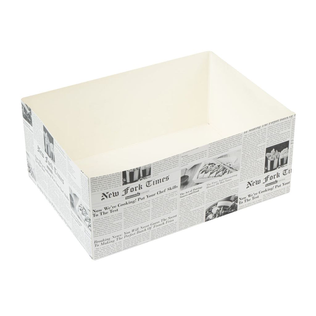 Bio Tek Rectangle Newsprint Paper Sandwich / Burger Open Tray - 8 1/2" x 6" x 3 1/2" - 100 count box