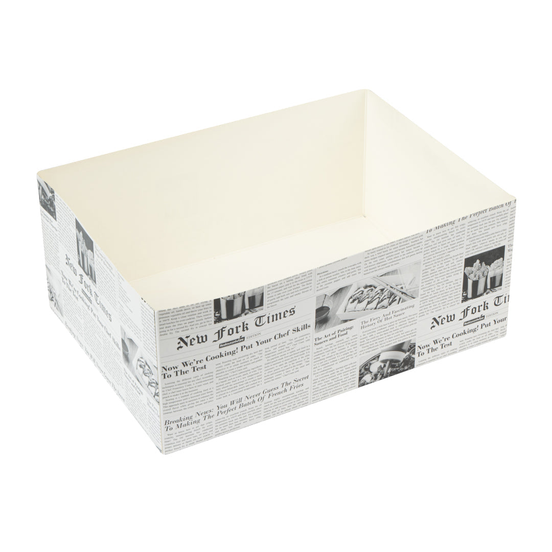 Bio Tek Rectangle Newsprint Paper Sandwich / Burger Open Tray - 8 1/2" x 6" x 3 1/2" - 100 count box