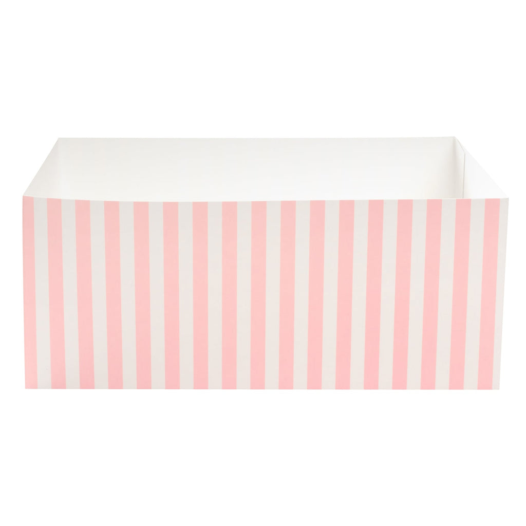 Bio Tek Rectangle Pink and White Stripe Paper Sandwich / Burger Open Tray - 8 1/2" x 6" x 3 1/2" - 100 count box