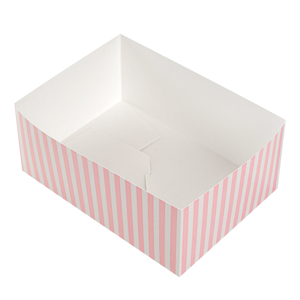 Bio Tek Rectangle Pink and White Stripe Paper Sandwich / Burger Open Tray - 8 1/2" x 6" x 3 1/2" - 100 count box