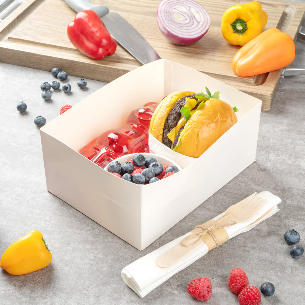 Bio Tek Rectangle White Paper Sandwich / Burger Open Tray - 8 1/2" x 6" x 3 1/2" - 100 count box