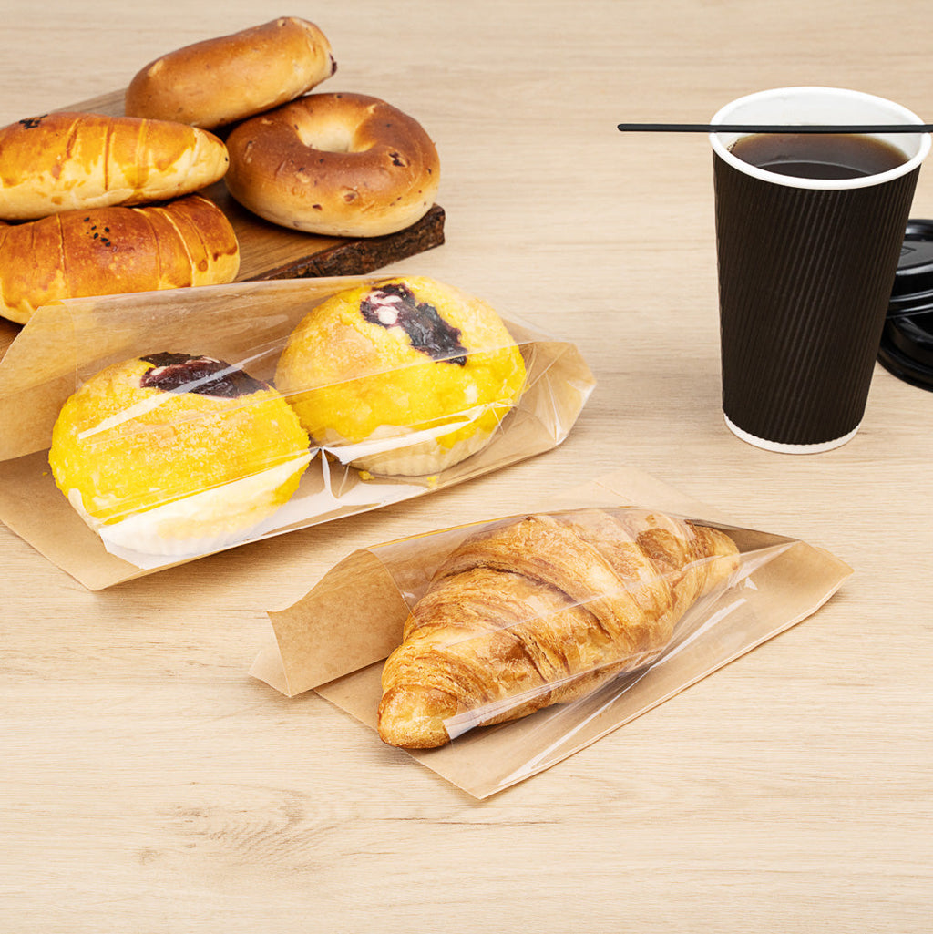 Bag Tek Kraft Paper Small Bread Bag - with Side Window - 4 3/4" x 2 3/4" x 8 1/2" - 100 count box