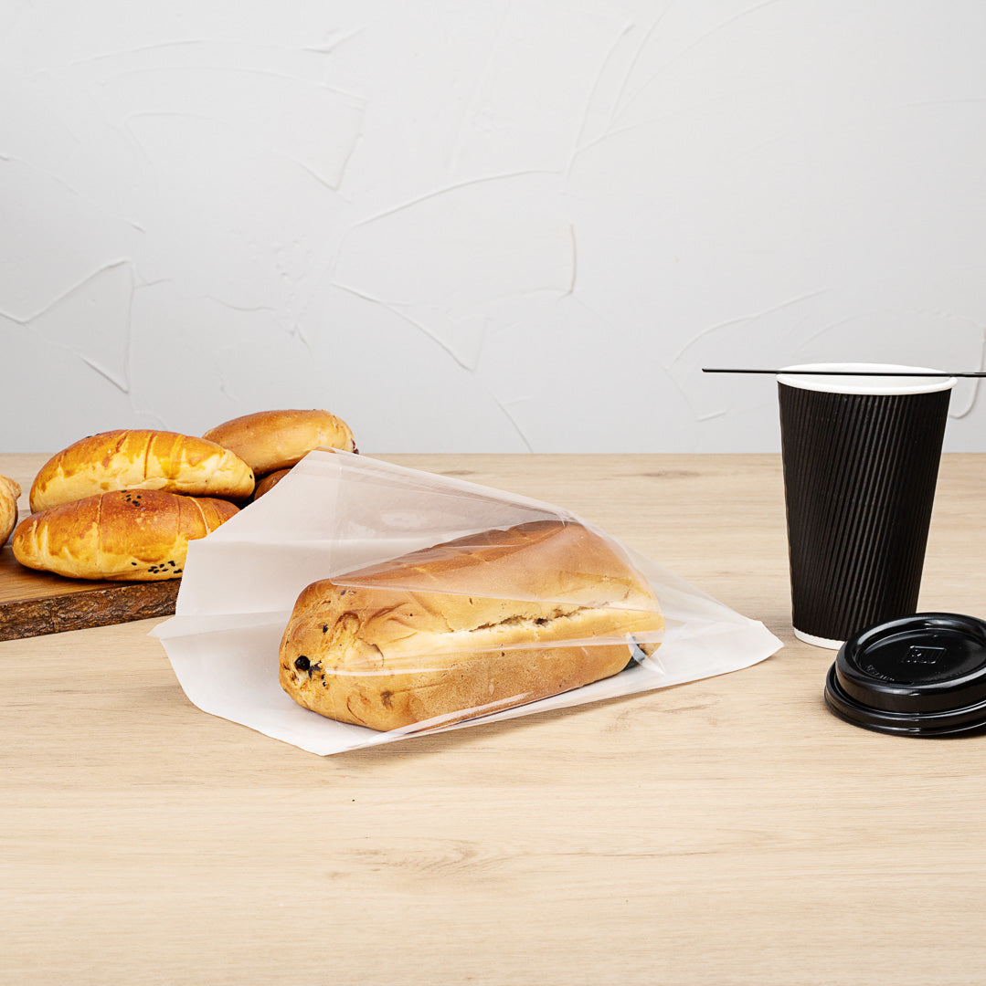 Bag Tek White Paper Large Bread Bag - Side Window - 6" x 2 3/4" x 11 1/2" - 100 count box