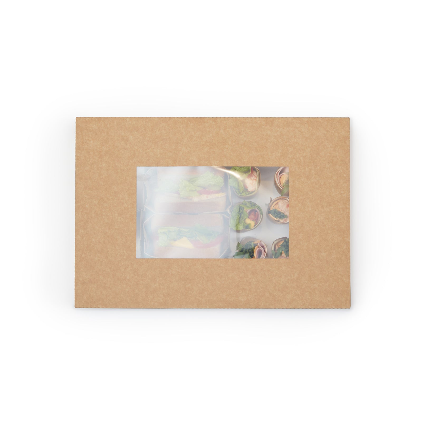 Slide Tek Rectangle Kraft Paper Catering Tray - with Window - 17 3/4" x 12 1/4" x 3 1/4" - 10 count box