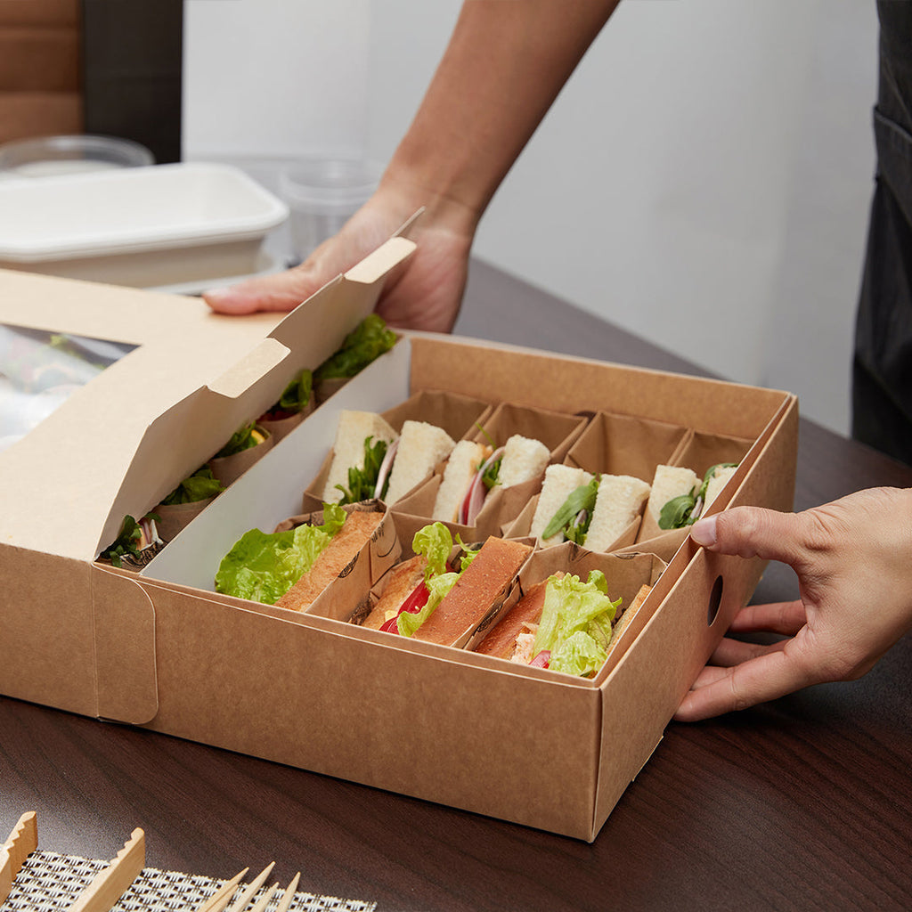 Slide Tek Rectangle Kraft Paper Medium Insert - Fits Catering Tray - 12" x 8 3/4" x 3 1/4" - 10 count box